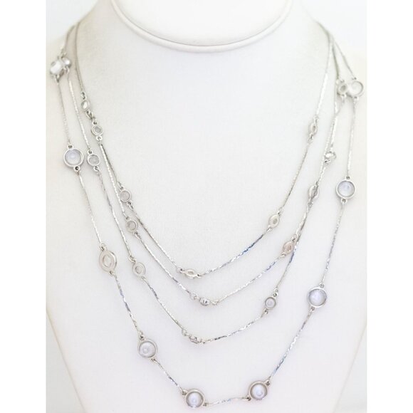 18 inch, Vintage Sphere Ball Beads Silver Tone Multi-Strand Necklace - V28 - Picture 2 of 3